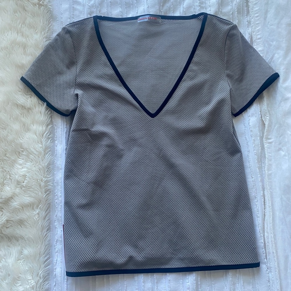 Prada grey summer v neck shirt small
